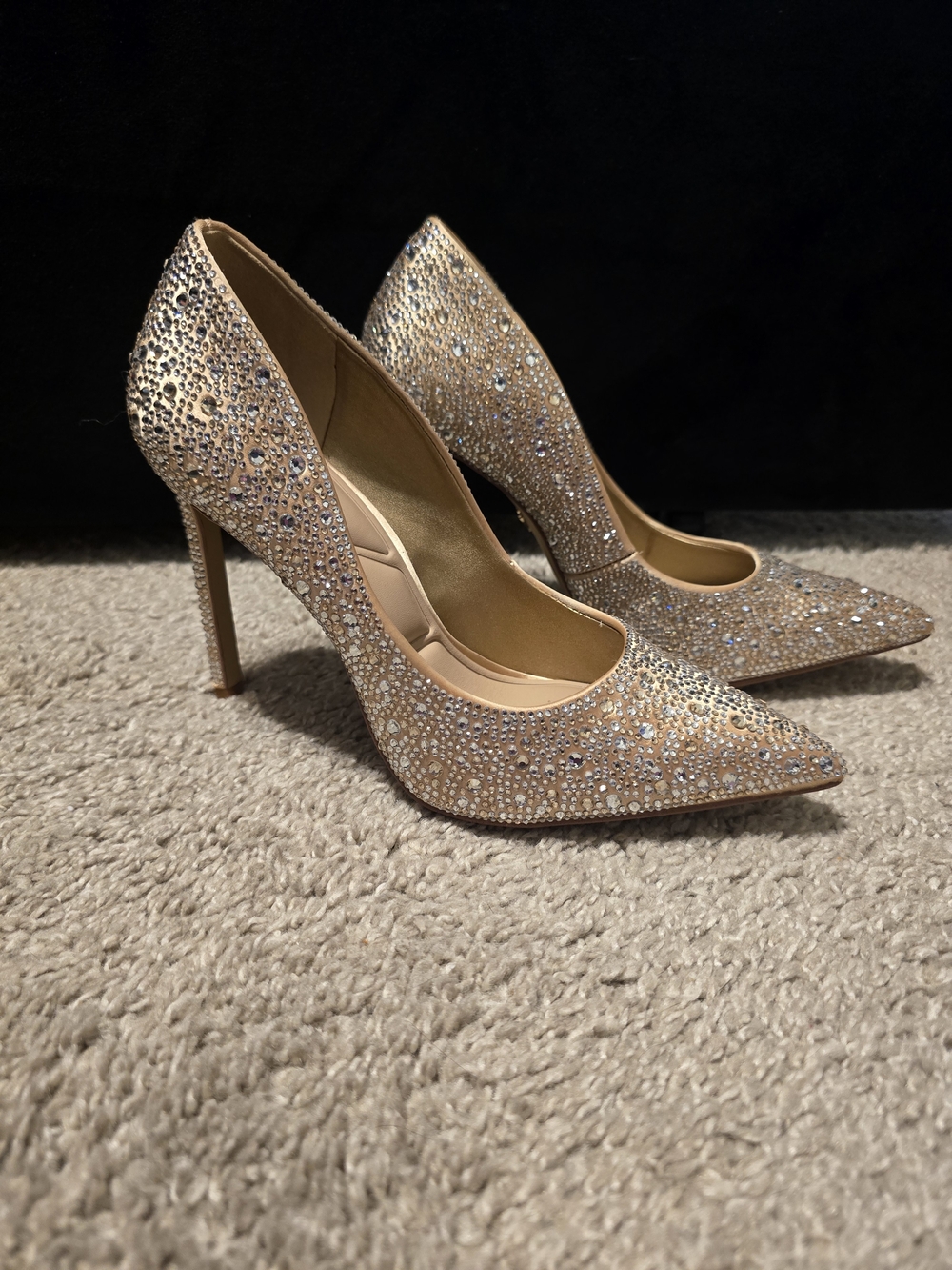 Aldo Gold Crystal Embellished Pointed-Toe Pumps View 3